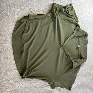 Olive Green V-Neck Top